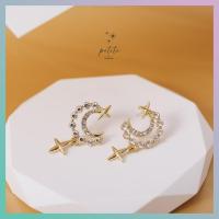 ราคา petite by PRAKYRE Luna Earring ต่างหูรูปพระจันทร์เสี้ยวและดาวห้อย ตกแต่งด้วยเพชร แบบสาวหวาน มินิมอล (19533251133)