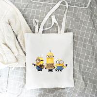 ราคา กระเป๋าสะพายไหล่ กระเป๋าช้อปปิ้ง ผ้าแคนวาส ลายการ์ตูนมินเนี่ยน แบบพกพา สําหรับผู้หญิง และนักเรียน QYUE (19760242167)