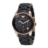 ราคา Emporio Armani Tazio Chronograph Black Dial Silicon Women นาฬิกาผู้หญิง Jam Tangan Wanita Perempuan AR5906 (16604664042)
