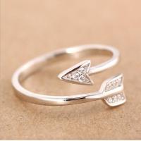 ราคา แหวน ปรับขนาดได้ Silver Plated Arrow Crystal Rings for Women Adjustable Engagement Ring Arrow Women (4976280966)