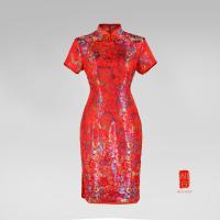 ราคา กี่เพ้าสั้นสีแดง กี่เพ้าสีแดง กี่เพ้าลายดอกเก็กฮวย กี่เพ้าสั้น เดรสทรงจีน เดรสคอจีน เดรสสั้น (15386642174)