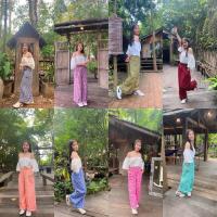 ราคา กางเกงลายสก็อต กระเป๋าข้าง สีสวยสดใส (17846552510)