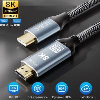 ราคา USB C to HDMI Cable 8K Type C to HDMI 2 1 Cable 8K 60Hz 4K 120Hz 48Gbps Thunderbolt 3 4 Adapter for MacBook Pro Air iPadPro HDTV (20000506275)