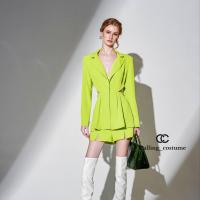 ราคา CALLING COSTUME เซ็ทสูท เสื้อ กางเกง สีเขียว ทรงดี มีเว้าเอวเก๋ กางเกงมีผ่าหน้า Set เสื้อสูท กางเกง CL434 (20956693673)