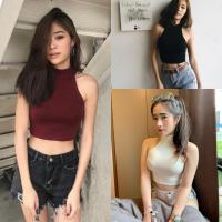 ราคา Mesubshop เสื้อกล้ามครอป แขนกุดเสื้อสายฝอ คอเต่าแขนเว้า เสื้อแขนกุดสโลป เสื้อแขนกุด B28 M302A (14359075918)