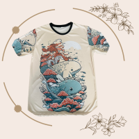 ราคา เสื้อยืดลายน้องปลาวาฬสุดน่ารักสีครีมลายใหม่ล่าสุด (20451361954)