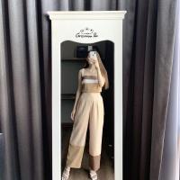 ราคา ชุดเซทขายาว ขนมชั้น เสื้อครอป กางเกงขายาวทรีโทน (15908386001)