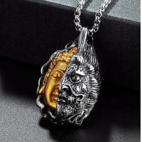 ราคา ZZOOI Noter New Arrival Devil Buddha Punk Necklace Men Boys HipHop Rock Chain Link Necklace Male Accessories Pendant Necklace Men Gift (18313470757)