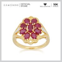 ราคา Gemondo แหวนเงินแท้ 925 ชุบทอง 18K ประดับทับทิม Ruby และเพชร Diamond ดีไซน์ทรงช่อดอกไม้ (3461890184)