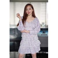 ราคา Aiyarin พร้อมส่ง 3XL เดรสสั้น เดรสขนมชั้น แขนยาว ชุดเเม่เป้ย น่ารัก ลายดอก (16731152768)