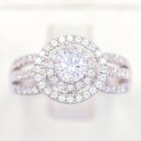 ราคา Lucky Gems แหวนล้อมกลม บ่าคู่ใหญ่ เงินแท้92 5 เพชร CZ เกรด Premium เล่นไฟดี ชุบทองคำขาว LKM566 (17891353322)