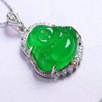 ราคา จี้พระหัวเราะหินโมราเขียวจี้น้ำแข็งสีเขียวมรกตพระแม่พระพุทธรูปหยกสลักจี้พระพุทธรูป (20135676865)