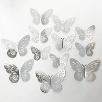 ราคา Loose พร้อมส่ง 12pcs สติกเกอร์ผีเสื้อ 3D โลหะ สําหรับติดตกแต่งผนัง งานแต่งงาน ติ๊กเกอร์ติดผนังผีเสื้อ (19626197443)