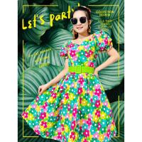 ราคา ชุดเดรสย้อนยุค ลายดอก รุ่นไข่ดาว Freesize (20748930982)