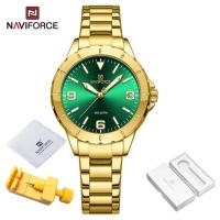 ราคา Naviforce นาฬิกาผู้หญิงใหม่ของแท้นาฬิกาข้อมือควอทซ์กันน้ำได้สีทอง NF5022 (21255856746)