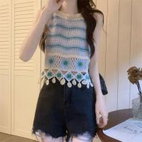 ราคา เสื้อกล้ามครอปสั้นถักไหมพรม ตกแต่งพู่ถักห้อยๆ สินค้าพร้อมส่ง 91099 C (19776096739)