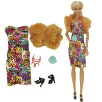 ราคา สีน้ำตาลคุณภาพดีชุดเดรสสีสันสดใสสำหรับตุ๊กตาบาร์บี้ชุดสร้อยคอแฟชั่นกระเป๋ารองเท้าตุ๊กตา1 6ของเล่น (21052004214)