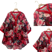 ราคา Lynlalin เสื้อคอจีน ทรงหน้าสั้นหลังยาว ผ้าซิลค์ญี่ปุ่น สัมผัสผ้านุ่มใส่สบาย ลายดอกสีสันสวยสด รุ่น Scarlett (20618768973)