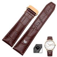 ราคา TOP Genuine Leather watchband For MAURICE LACROIX watches strap black brown 20mm 22mm with folding buckle bracelet (14427227305)
