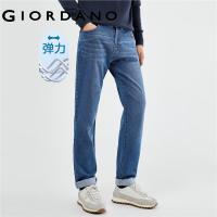 ราคา GIORDANO Men Jeans Stretch Mid Rise Denim Jeans Brand Tag Five Pocket Quality Zip Simple Fashion Casual Denim Pants 18113917 (20231114376)