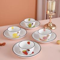 ราคา SY SHOP ชุดจานชาม ชุดจานชามเซรามิค สไตล์ยุโรป ชามลายเซรามิก จานลายเซรามิคกระเบื้อง ลายผลไม้ 1ชุด 12pcs (20105514432)