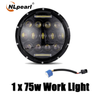 ราคา NLpearl ไฟหน้ารถ LED ทรงกลม2ชิ้นสำหรับ Jeep Wrangler 7นิ้ว75W ไฟคาดศีรษะ LED พร้อมไฟวิ่งตอนกลางวัน DRL ไฟต่ำสูงสำหรับ Jeep Wrangler JK TJ LJ รถจักรยานยนต์พร้อมอะแดปเตอร์ H4 H13 (10493447965)