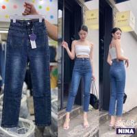 ราคา ℬ? ? ? ? ? ? ? ? ? ? ? ? กางเกงยีนส์ขายาว เอวสูง ผ้ายืด แต่งกระเป๋าหน้าหลัง สีฟอกเข้ม Nina 5668 (20475487063)