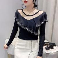 ราคา YIMEI เสื้อเชิ๊ตตาข่ายแขนยาวสีแดงสำหรับผู้หญิงเสื้อเชิ๊ตแฟชั่นคอโพรงกลมหลากหลายใหม่ฤดูใบไม้ร่วง2022 (19701418533)