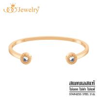ราคา 555jewelry กำไลข้อมือสแตนเลส สตีล ทรงตัว C หัวกำไลตกแต่งลวดลายเก๋ พร้อมเพชร CZ เม็ดสวย ดีไซน์คลาสสิก รุ่น MNC BG403 กำไลข้อมือสแตนเลส BG43 (1404642265)