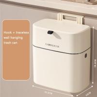 ราคา Wall mounted Waste Basket Cabinet mounted Rubbish Bin Traceless Adhesive Trash Can Wall Hanging Waste Bin Household Hanging Trash Can (20424177761)