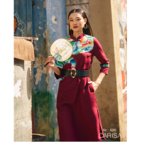 ราคา เดรสกี่เพ้า คอจีน ผ้าลินินผสมคอตตอล ปักลวดลายจีนสีสันสวยสดใส ใส่สบาย งานสวยหรู ดูแพงมากค่ะ 4296 (17280362914)