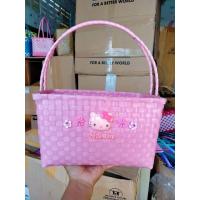 ราคา กระเป๋าตะกร้าสานพลาสติกลายคิตตี้ขนาด 8 12 6 5 นิ้ว (18235828284)