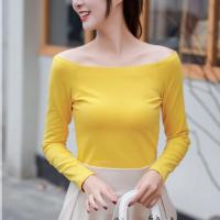 ราคา BRANCHÉ Blouses for Women Korean Style New Versatile off Shoulder Solid Color Long Sleeved T Shirt 231129005 (21162300747)