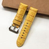 ราคา สายรัดข้อมือรูปจระเข้สีเหลืองอิตาลีขนาด24มม สำหรับสายนาฬิกาหนังแท้ Panerai PAM สายนาฬิกาเข็มกลัดนักบิน (19634494937)