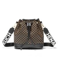 ราคา กระเป๋าทรงถังอเนกประสงค์แฟชั่นสำหรับผู้หญิงกระเป๋าสะพายข้างกระเป๋าสะพายไหล่เดียวพิมพ์ลายมีเชือกรูด (21171143853)