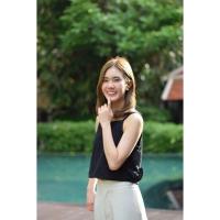 ราคา crop ครอป สายเดี่ยว ระบาย เสื้อผ้าฝ้ายเสื้อระบายเสื้อตัวสั้นเสื้อคอเหลี่ยมเสื้อสายเดี่ยว (19493435719)