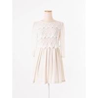 ราคา topshop เดรสผ้าลูกไม้ซีทรูสีครีม มีซับในท่อนล่าง ซิปหลัง ป้ายแบรนด์ระบุไซส์ EUR32 Preloved (20669695578)