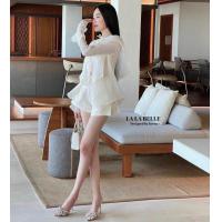 ราคา LALA BELLE LLB072 ชุดเซต 2 ชิ้น เสื้อแขนยาวซีทูปลายแขน แมทช์กับ กางเกงขาสั้นลูกไม้ลายดอกไม้ (21099340973)