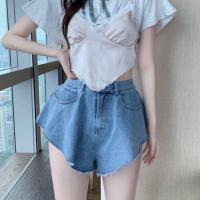 ราคา กางเกงยีนส์เอวสูงขาสั้นบาน ไฟลุก พร้อมส่งค่ะ (20234229098)