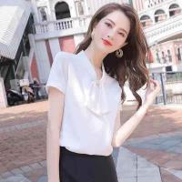 ราคา เสื้อชีฟองเสื้อทำงานแขนสั้นผู้หญิงเสื้อลูกไม้แฟชั่นเสื้อหลวมๆไม่รีด (17364775843)