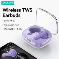 ราคา USAMS หูฟัง TWS บลูทูธเคสใส5 3หูฟังไร้สายพร้อมไมค์ในตัวถอดรหัส HD เสียงประกอบสเตอริโอ ACC Immersive (19101810259)