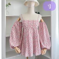 ราคา เสื้อสายเดี่ยวแขนต่อ พับจับจีบหน้าอย่างดี ด้านหลังสม็อค แขนบอลลูนๆ ใส่เป็นสายเดี่ยว หรือซ่อนสายเป็นเกาะอกก็ได้น้าา (20386918180)