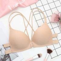 ราคา เสื้อใน รุ่นB 021 บราไร้โครง ตะขอหน้า แต่งสายไขว้ด้านหลัง มี สีเนื้อ สีดำ ราคาส่ง (8142390847)