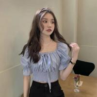 ราคา เสื้อครอปเเขนตุ๊กตา สม็อคเอว เสื้อครอปสีพื้นผูกโบว์หน้า สม็อคเอว เเซ็กซี่ น่ารักเบาๆ มี3สี (18512055079)