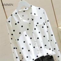 ราคา AMMIN เสื้อเบลาส์แขนยาวสำหรับผู้หญิงเสื้อฝ้ายแท้แขนยาววินเทจสไตล์ฮ่องกงคอปกแฟชั่นลายจุดปะติดกระเป๋าปลอมสำหรับฤดูใบไม้ร่วงปี2023เสื้อเบลาส์กระดุมแถวเดียวคาร์ดิแกนขนาดใหญ่หรูหรา (20606071779)