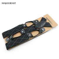 ราคา Suspendersสำหรับผู้ชายหนังตัด6คลิปปุ่มยืดหยุ่นTuxedo YกลับMensสายเอี๊ยมแฟชั่นกางเกงวงเล็บสีดำ (4923124043)