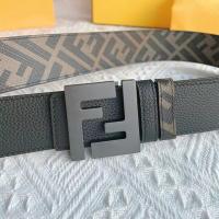 ราคา Mens leather belt new style trendy classic high end brand trouser black FF printed first layer cowhide double sided (20908498019)