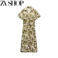 ราคา ZARAˉ ของแท้นำเข้าใหม่ของผู้หญิงเสื้อผ้าป็อปลินพิมพ์ลายขอบปกเสื้อผ้าตรงกับ Chatelaine ดอกไม้เสื้อแขนสั้นสไตล์0387165 (20126953585)