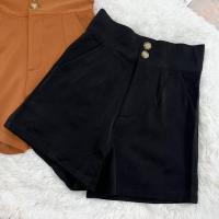 ราคา กางเกงผ้าฮานาโกะ ขาสั้นกระดุมหน้า มีกระเป๋า2ข้าง กางเกงสาวอวบ (19546693486)