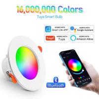 ราคา LED ดาวน์ไลท์อัจฉริยะไฟตกแต่งภายในสปอตไลท์ Tuya บลูทูธควบคุม10W 15W RGB AC 110 220V ตกแต่งไฟติดเพดาน (19113695452)